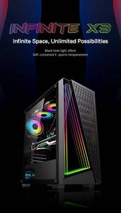 Tốt Nhất Bán Nhà Máy Trực Tiếp Chất Lượng Tốt Tempered Glass Side Bảng Điều Chỉnh ATX Giữa Tháp Trường Hợp Đầy Đủ Side View Với 5*120Mm RGB Người hâm mộ - Product Image 5
