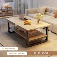 Table basse rectangulaire moderne et minimaliste, plateau en bois, structure en métal, multifonctionnelle pour petits appartements, salon, table d'appoint pour canapé