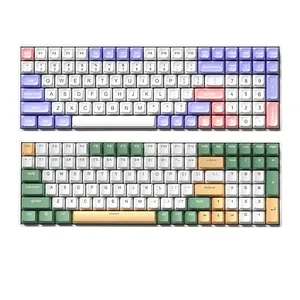 XK100B Keyboard Gaming 100 tombol, Keyboard mekanis ukuran penuh berkabel 26 RGB Backlit dengan Switch Gamer untuk Windows