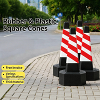 Offre Spéciale – Cônes de Signalisation Carrés en Caoutchouc de 75 cm (28 pouces) avec Bande Réfléchissante Prismatique Haute Intensité, Protection IP68, Durables pour Avertissement Routier