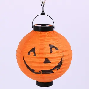 Pumpkin Paper Lantern With Led Light For Halloween Decoration