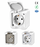 Harga Pabrik CE ABS PVC IP54 Tahan Air Kuningan 10A Soket Schuko Tahan Lama Stopkontak Dinding Terhubung Tanah untuk Luar Ruangan Tipe Jerman Garansi 2 Tahun