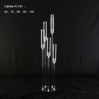 Candelabres Transparents pour Mariages Décoration de Centres de Table, Candelabres en Acrylique à 5 ou 8 Branches, Supports de Bougies LED