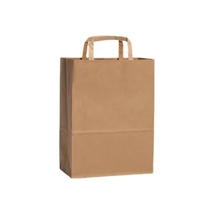 갈색 쇼핑 포장 플랫 핸들 크래프트 종이 가방 의류 신발 식료품 종이 가방