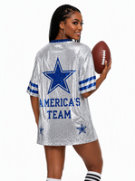 Nouvelle robe de maillot de football pour femme, design tendance, avec paillettes, pour les Dallas Cowboys