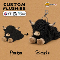 Vente chaude : Jouets en peluche vache des Highlands, porte-clés personnalisé en peluche vache des Highlands à poils longs pour le soulagement de la douleur et du stress, et comme cadeau