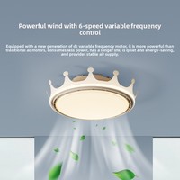 Ventilateur sans pales de haute qualité avec télécommande, style crème, pour chambre à coucher et chambre d'enfant, avec lumière, 6 vitesses, design couronne