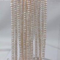 Collier de perles d'eau douce naturelles 7-8mm, forme bouton, forme pain, blanc naturel, pour la création de bijoux