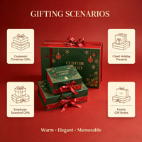 Coffret Cadeau Magnétique Vert et Rouge avec Ruban Rouge et Nœud, Logo Personnalisé OEM ODM pour Emballage Cadeau de Noël en Gros