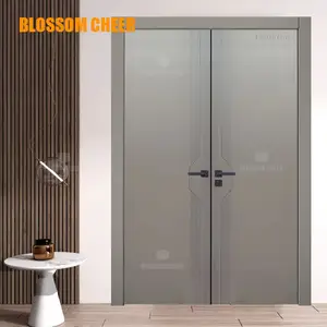 High Quality Wood Design Internal Wooden Firerate Flame Retardant Support Customized Free Modern Double Door For Houses Entrance