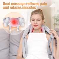 Carga tipo C, motor silencioso, masajeador de cuello y hombros Shiatsu con función de calefacción, cuatro modos de masaje para aliviar el dolor de cuello