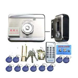 electric rim lock with remote, fobs and keys to open the door for access control system