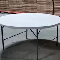 Tables rondes pliantes blanches de 6 pieds pour banquets, mariages et événements extérieurs – Idéales pour la location commerciale