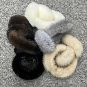 2025 gros hiver chaud doux pleine fourrure cache-oreilles de haute qualité luxe moelleux femmes réel vison fourrure cache-oreilles - Product Image 2