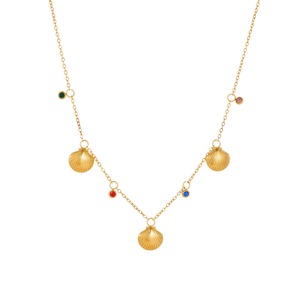 Shell Necklace Gold Plated Stainless Steel Ocean Theme Clavicle Chain Daily Wear Gift Jewelry - Product Image 5