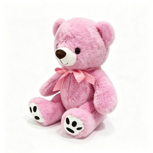 <b>Pink</b> and white teddy <b>bear</b> with black paw prints, Girly <b>pink</b> teddy <b>bear</b> with matching polka dot bow,Pastel <b>pink</b> teddy <b>bear</b> stuff - Product Image 3