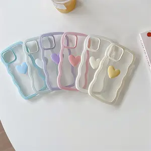 3D Heart Cover Supplier Accessories Para Celulares Wavy Mobile Phone Case Unique Cute for iPhone 11 Pro Max 12 13 XS