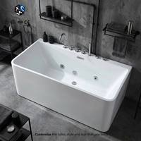 Baignoire autoportante de massage et de trempage, design nordique moderne, blanche, écologique, couleur personnalisable, avec douchette, pour hôtels et appartements