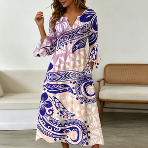 Abiti da Sera Personalizzati OEM per Donne, Eleganti Gonne Estive Femminili con Stampe Tribali Polinesiane e Samoane - Product Image 3