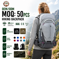 Grand sac à dos de randonnée imperméable de 65 litres avec fermeture éclair pour homme et femme