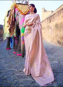 Alta demanda Beautiful Rich Pallu y Jacquard On All Over Work Silk Saree para ropa de mujer de proveedor indio - Product Image 3