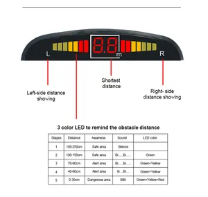 자동차 자동 Parktronic LED 주차 센서 4 개의 센서 후방 백업 주차 레이더 모니터 감지기 시스템 백라이트 디스플레이