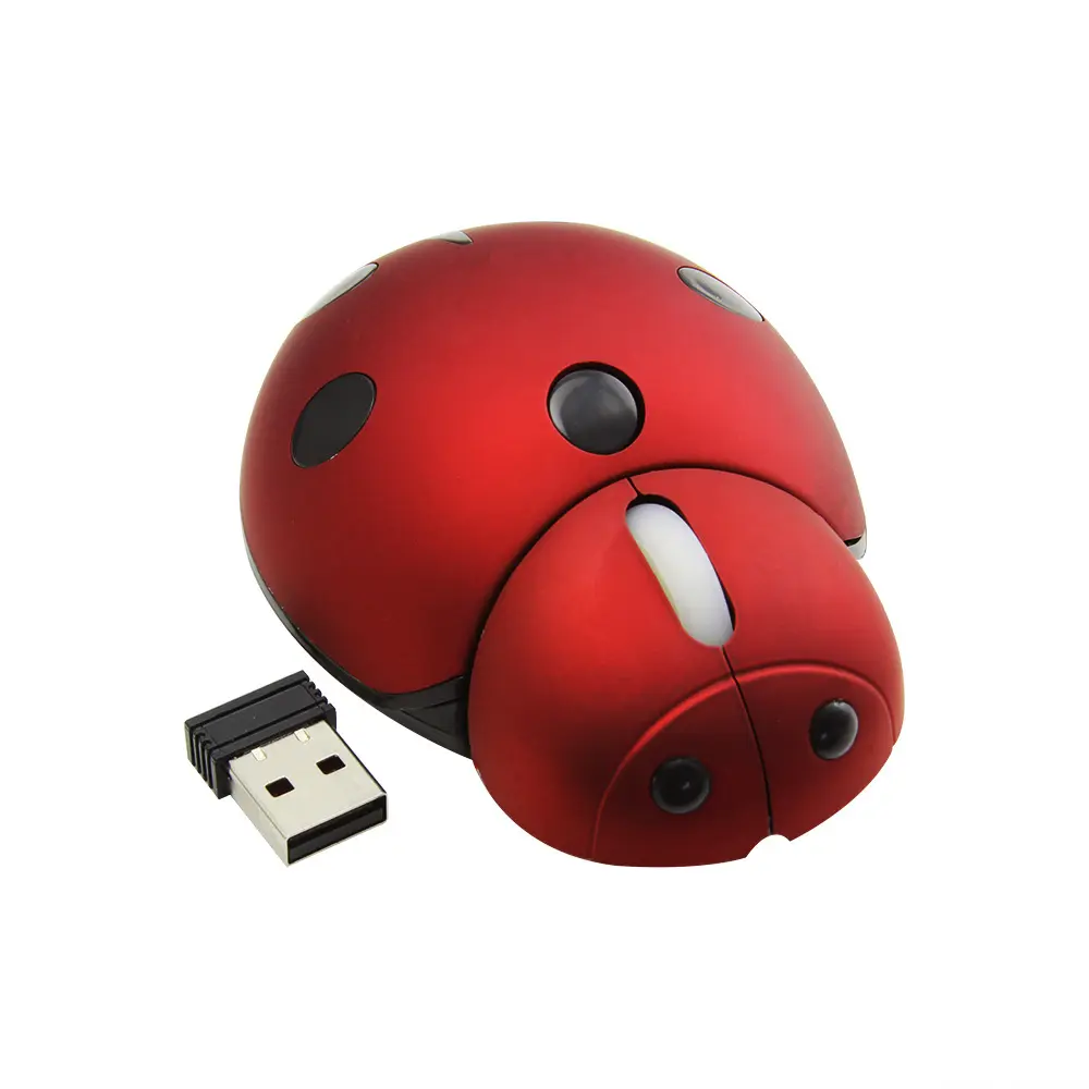 2.4G Wireless Mouse Small Cute Animal Ladybug Shape 3000DPI Portable Mobile Optical Mouse gift customize logo