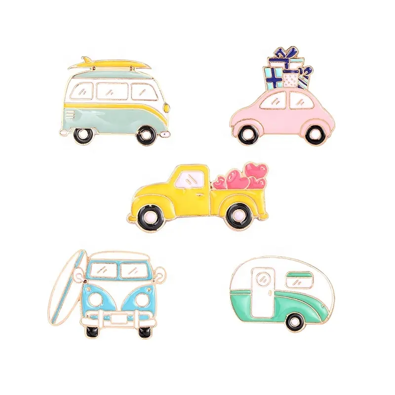 Cute Creative Fashion Popular Car Custom Hippie Travel Van Heart Van Pickup Truck Pins for Brooch Collection Enamel Pins