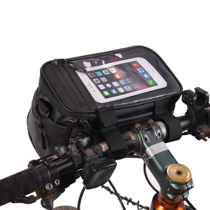 Bolsa negra para manillar de bicicleta con diseño impermeable y bolsillo para teléfono para almacenamiento de equipo de ciclismo y transporte al hombro - Product Image 4
