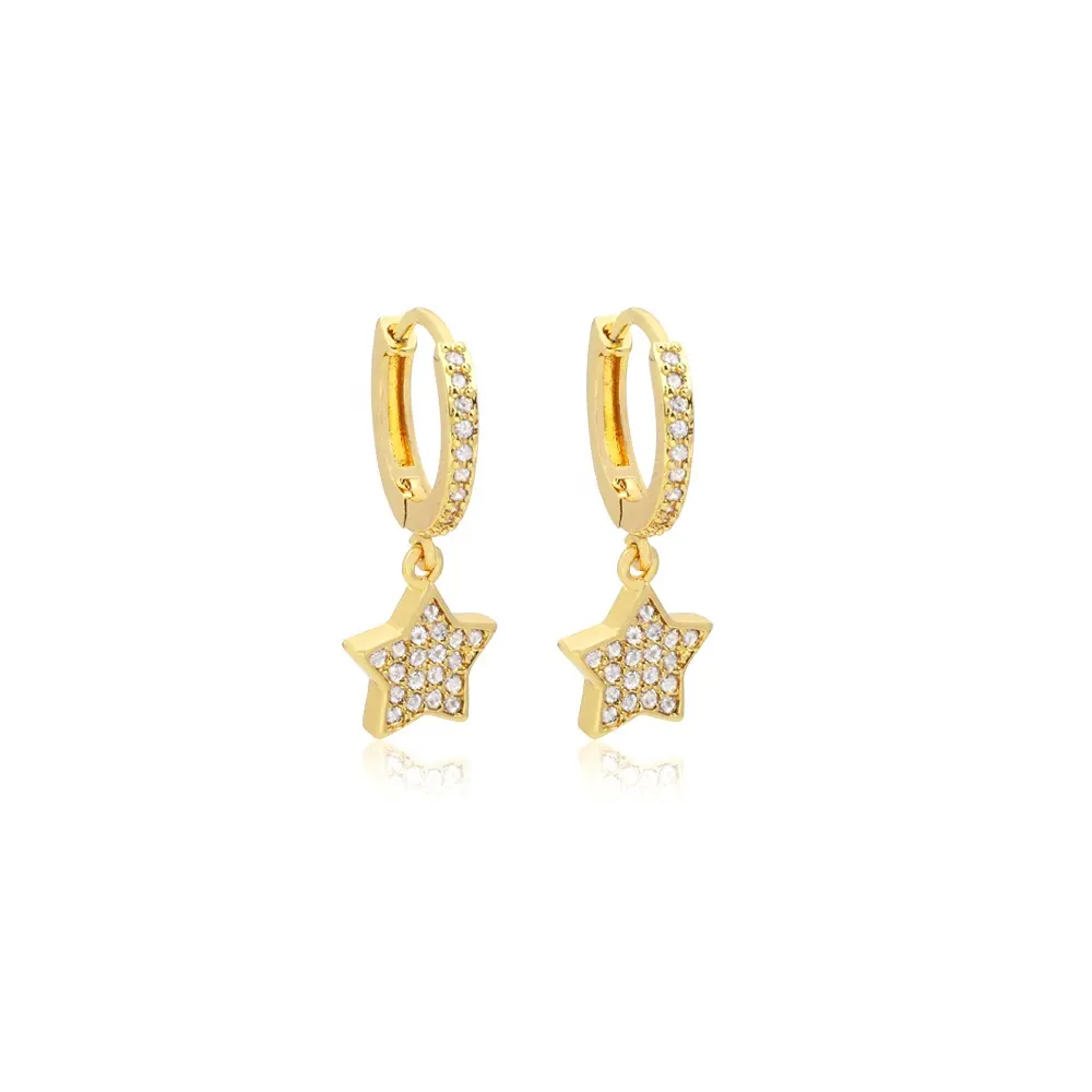 JXX hot sale star/cross shape high quality dangle drop earrings jewelry gold plated zircon small making brass jewelry for women
