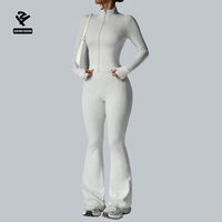 Ensemble de leggings de yoga pour femmes avec fermeture éclair, manches longues, push-up, ensembles de sport nude, vêtements de sport, vêtements de course à pied, vêtements de sport