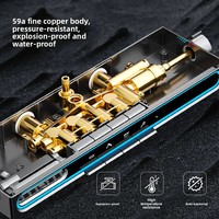 Ensemble de douche thermostatique numérique à LED pour salle de bains Système 4 fonctions Laiton poli Cuivre Robinet à jet filtré Pomme de douche pour baignoire