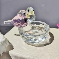 Petite figurine d'oiseau en cristal pour la décoration intérieure, boîte à bijoux artisanale gravée - Artisanat en cristal Grace pour la Saint-Valentin