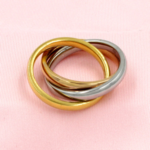 Anillos de acero inoxidable para <span class=keywords><strong>mujer</strong></span>, tres colores, tres en uno, joyería, a la venta - Product Image 6