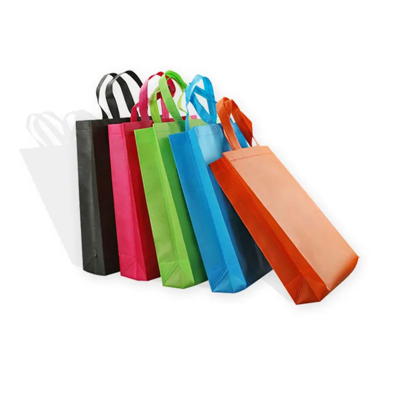 Bolso de compras reciclado impreso con logotipo personalizado promocional, bolso de compras de tela no tejida plegable con mango