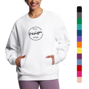 เสื้อกีฬาผ้าขนแกะแบบสวมหัวสำหรับผู้หญิงเสื้อสเวตเตอร์ผ้าฝ้ายสีขาวเปิดไหล่ปล่อยแบบ100มีกระเป๋า - Product Image 1