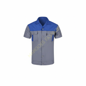 Chaqueta de Trabajo Profesional de Algodón de Manga Corta para Taller, Uniforme de Mecánico para Hombre y Mujer con Camisetas de Dos Bolsillos - Product Image 1