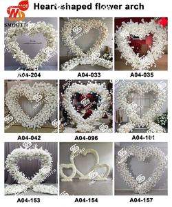 SMOOTH OEM Red Roses Artificial Flower Arch Heart Shaped Flower Arch Wedding <b>Backdrop</b> <b>Stand</b> for Decoration - Product Image 4