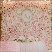 Panneau mural de fleurs artificielles de roses assorties pour décoration de fond de scène, mariage, vitrine de centre commercial, fête, cérémonie, événement