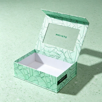 Elegante Geschenkbox mit Goldfolien-Blattmuster und Magnetverschluss mit Sichtfenster Maßgefertigte Starre Papierbox für Kosmetik Kleine Geschenkverpackung