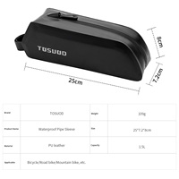 Sacoche de cadre de vélo étanche TOSUOD 1,5 L en cuir PU 109 g, pochette de tube de 7 cm à bord étroit pour VTT et vélo de route