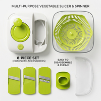 Panier égouttoir manuel multifonction 3-en-1 pour légumes, essoreuse à salade grande capacité avec trancheuse
