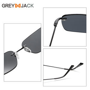 Gafas de sol sin montura Grey Jack de 55 mm, de acero inoxidable negro, UV400, ligeras, para mujer - Product Image 2