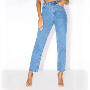 Pantalones Vaqueros de Corte Regular y Cintura Media para Mujer, Transpirables, de Secado Rápido, 100% Algodón, Ropa Deportiva de Invierno, Estilo Casual - Product Image 1