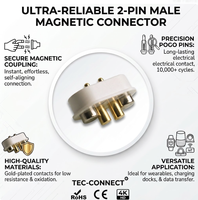 Conector de Alimentación Magnético Pogo Pin Blanco de 2 Pines Macho - Alta Durabilidad y Transmisión Estable para Dispositivos Médicos y Relojes Inteligentes