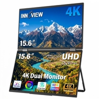 Moniteur portable double écran 15,6 pouces 4K UHD, pliable, affichage empilable, 178 degrés, USB-C HDMI pour Windows MacBook
