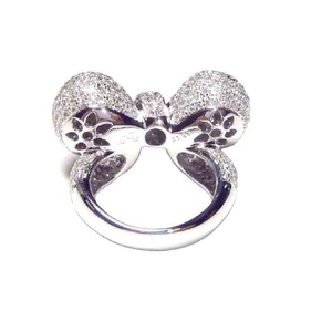 Wholesale Elegant Ribbon Bow Knot Design 18k Solid White Gold Natural VS SI Round Diamond Jewelries Unique Fancy Ring for Women - Product Image 3