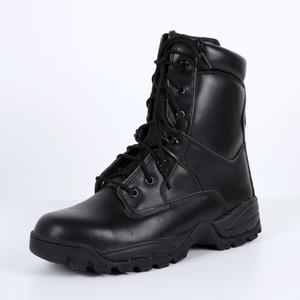 DFJ0117 Bottes de jungle en cuir de vache véritable noir à manches longues - Product Image 5