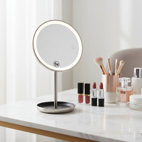 Miroir de maquillage de bureau à LED de 8 pouces avec grossissement, double face, batterie rechargeable