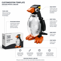 Set de 81 Bloques de Construcción de Pingüinos Luminosos Personalizados, Modelo Animal 3D DIY con Vientre Brillante, Ladrillos STEM, Juguete OEM de Marca Privada